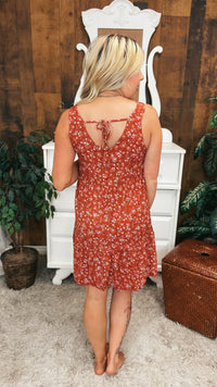 Claire Floral Dress: Rust
