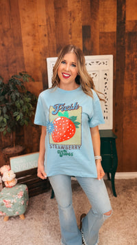 Strawberry Graphic Tee | Blue