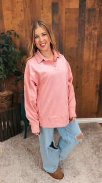 Shelly Collared Sweatshirt | Pink