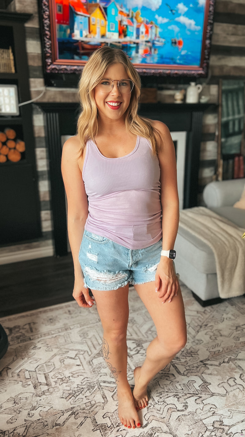 Rynlee Ribbed Tank Top: Lavender