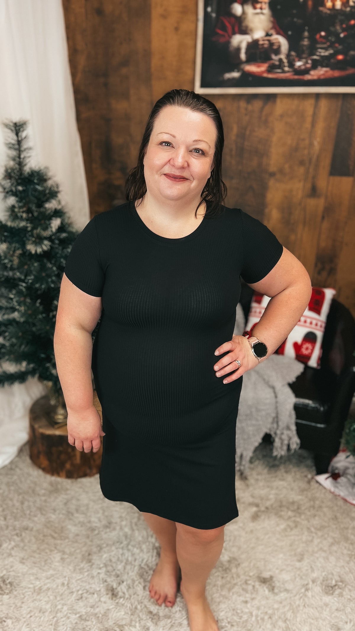 Stacey Ribbed Dress | Black