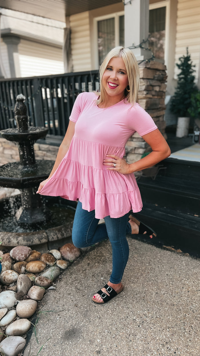 Rhonda Babydoll Tee: Dusty Pink