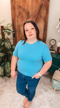 Michelle Basic Tee | Heather Light Teal