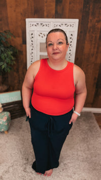 Victoria Ribbed Tank Top | Coral