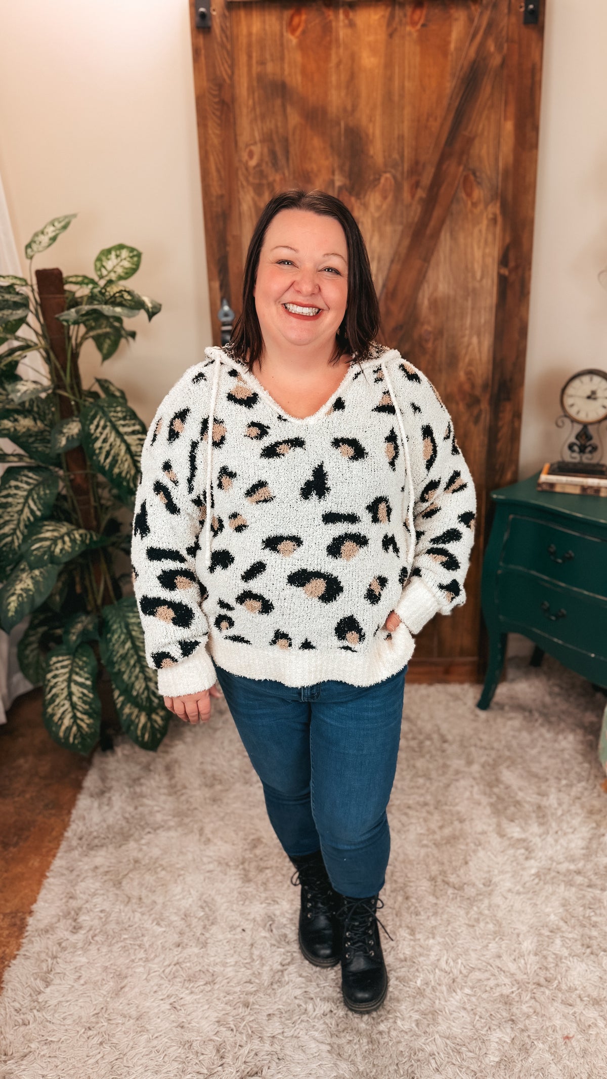 Karen Leopard Print Hoodie | Cream