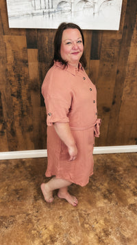 Lisa Linen Tie Dress | Blush