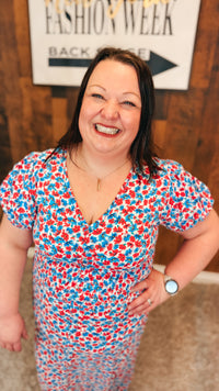 Victoria Floral Dress | Blue & Pink