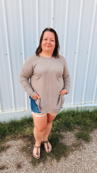 Leslie Waffle Long Sleeve | Taupe