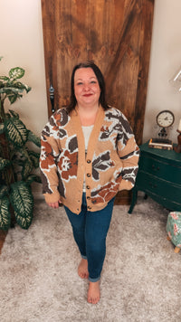 Jessica Floral Cardigan | Taupe