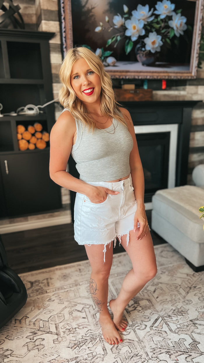 Tamara Ribbed Tank Top: Heather Grey