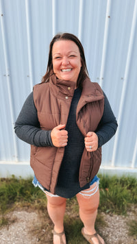 Tori Puffer Vest | Brown