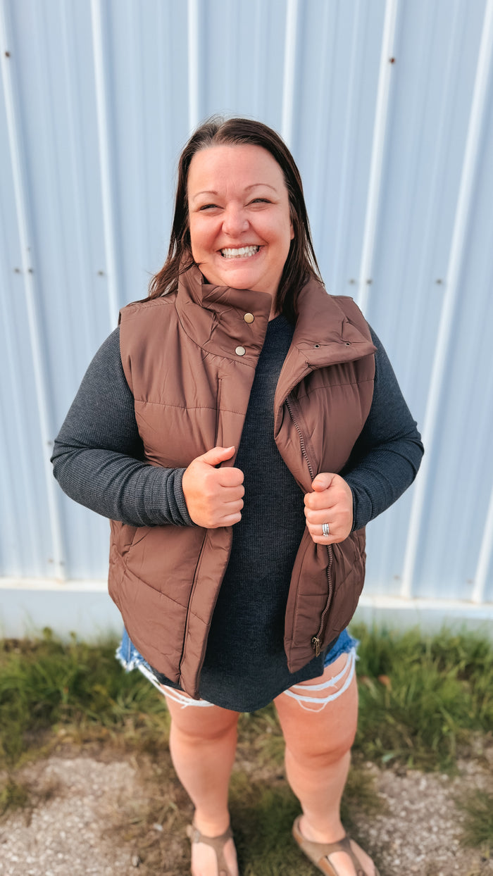 Tori Puffer Vest | Brown