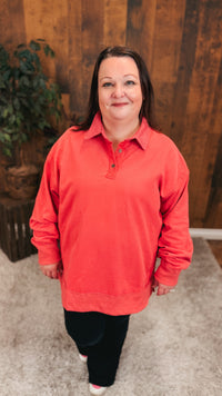 Shelly Collared Sweatshirt | Coral