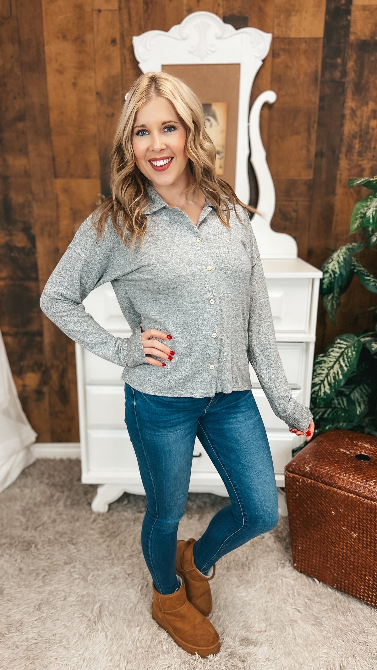 Loriann Button Shirt | Heather Grey