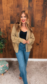 Brandi Zip Sweater Jacket | Taupe