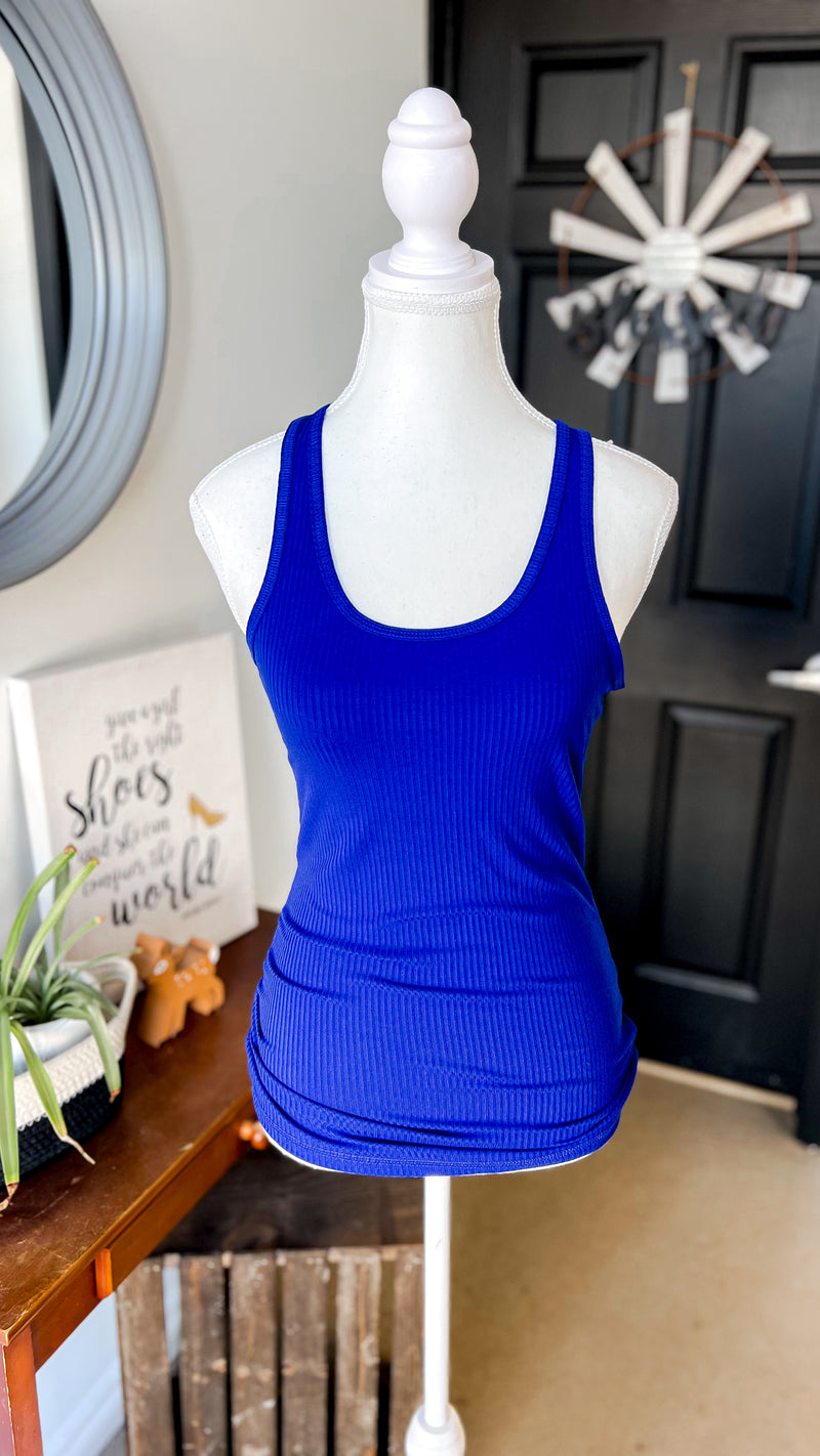 Rynlee Ribbed Tank Top: Cobalt