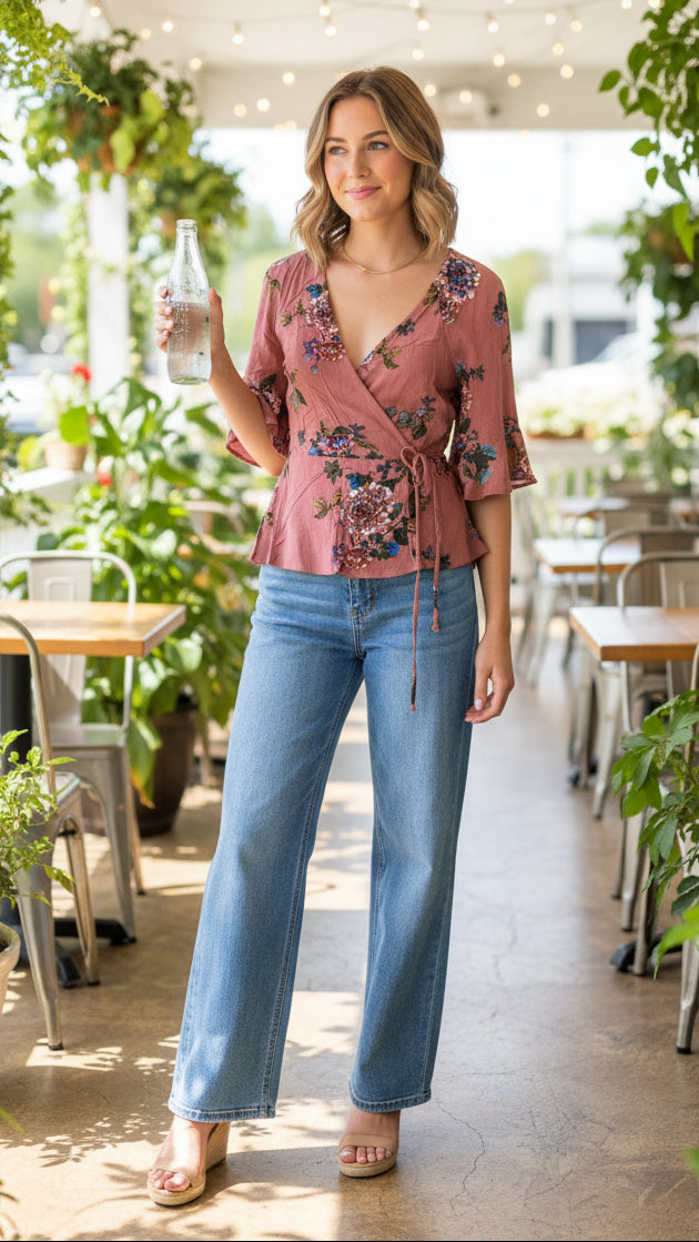 12 Floral Crossover Blouse | S | SAMPLE SALE