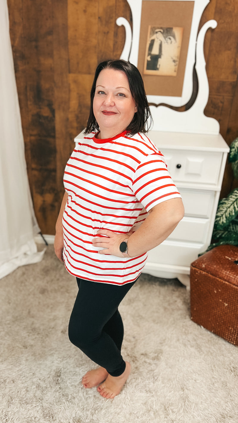 Brittany Striped Tee | Red & Ivory