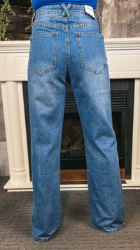 Brady Wide Leg Denim: Dark Blue