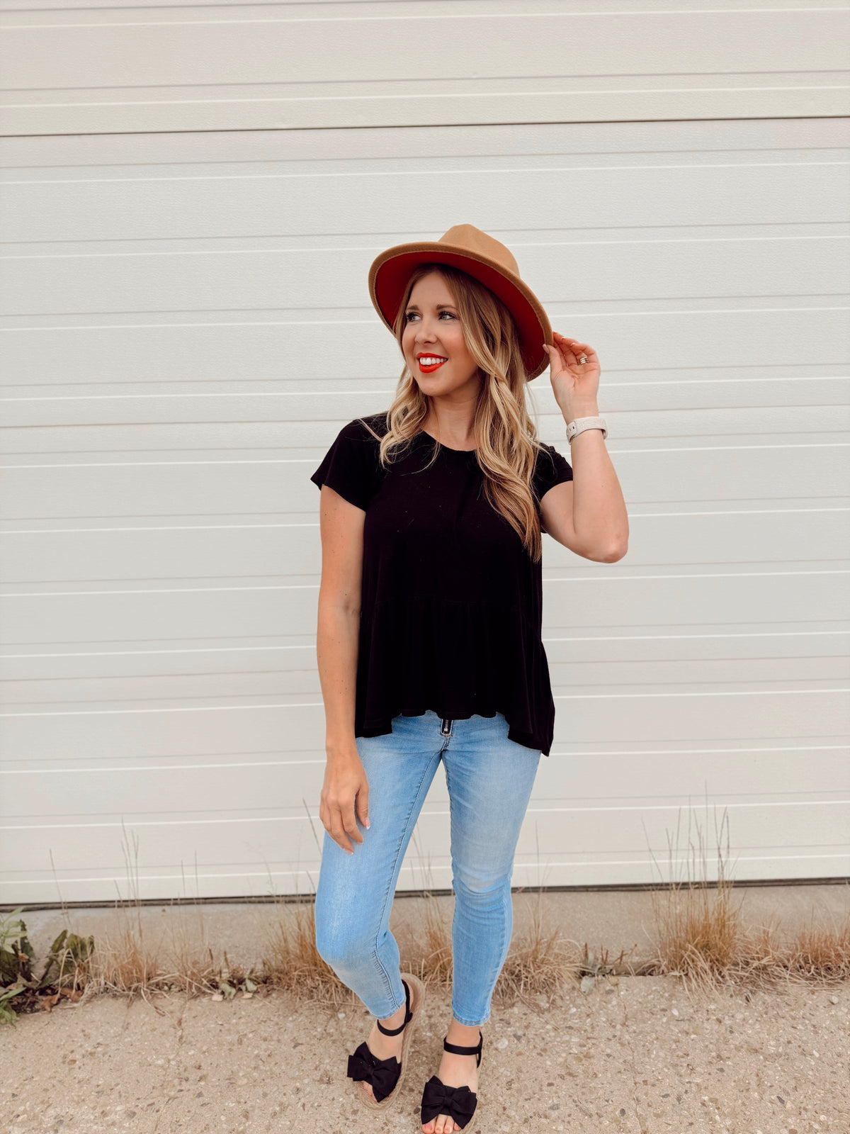 Belle Panama Hat | Camel & Red