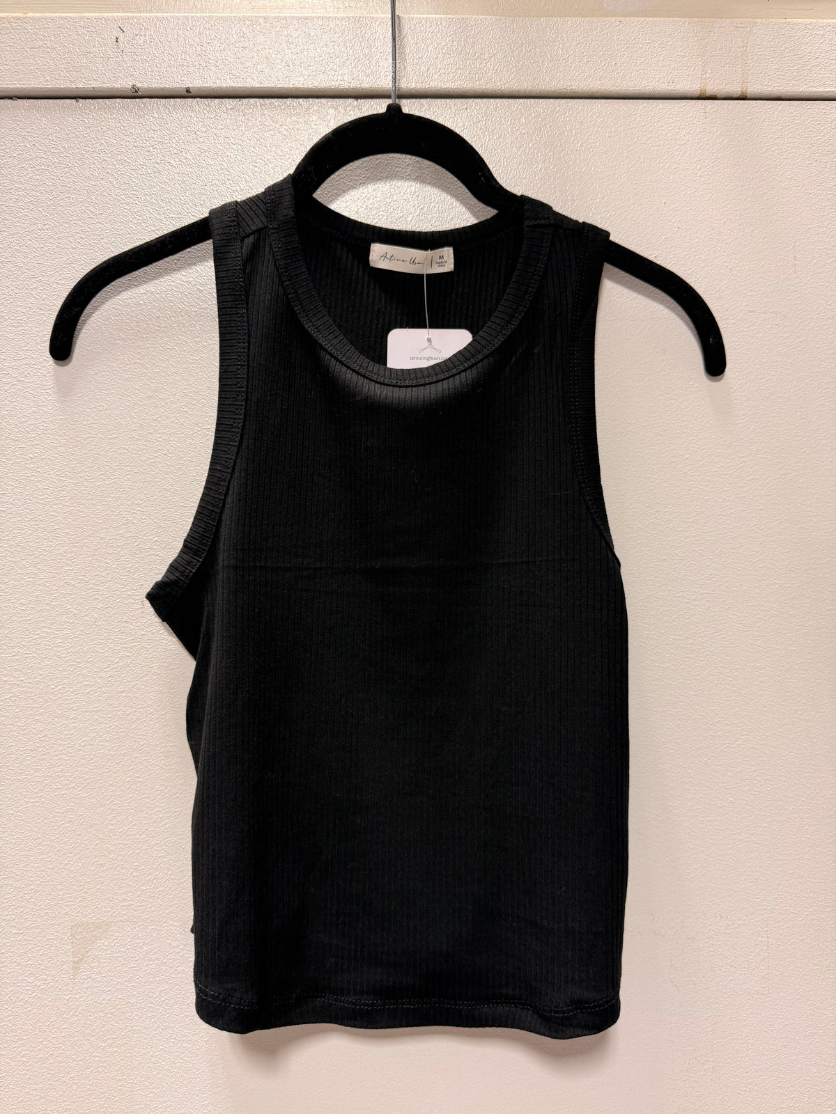 Victoria Ribbed Tank Top | Black