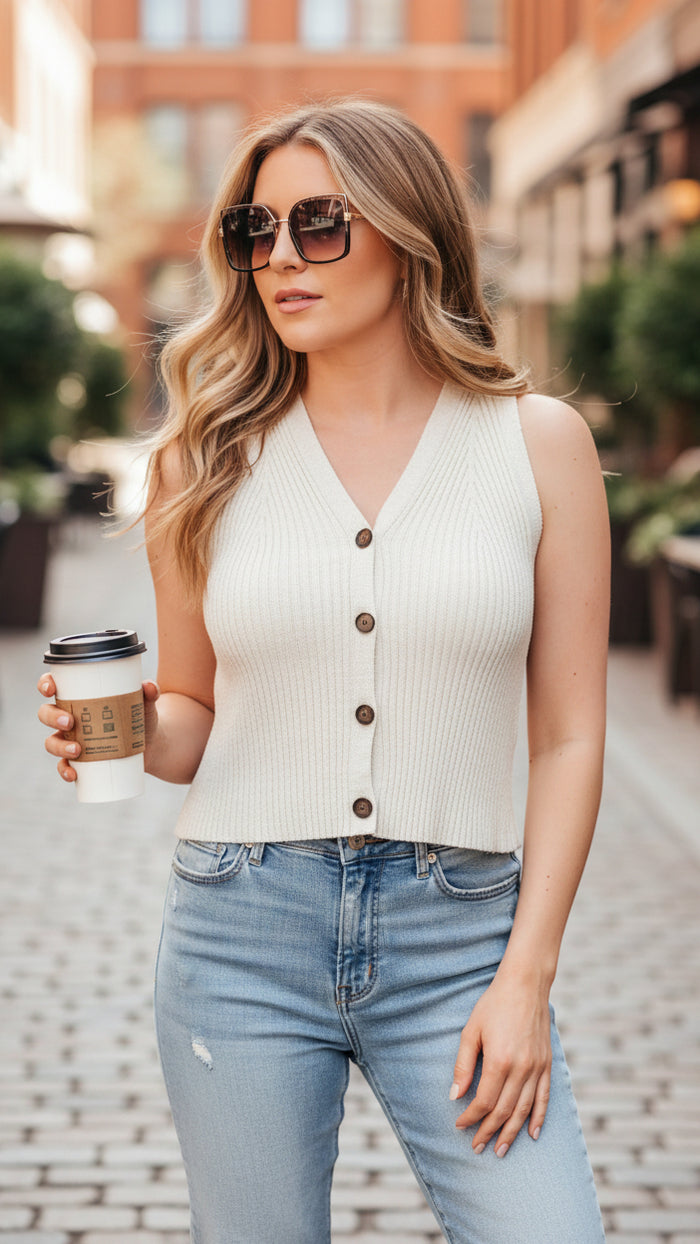 Amanda Knit Vest | Sand Beige *SALE*