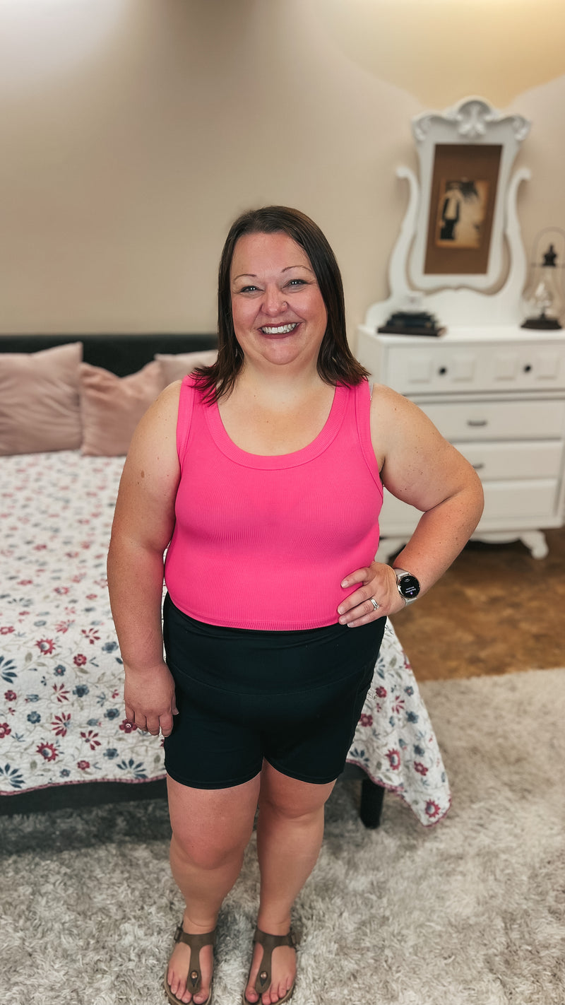 Tamara Ribbed Tank Top: Fuchsia