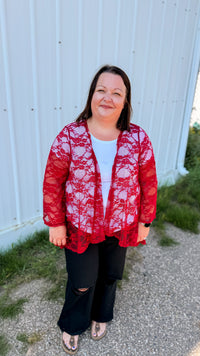 Rosemary Lace Cardigan | Red