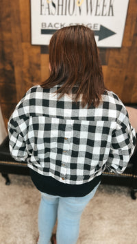 Nikita Crop Plaid Shacket | Black & White
