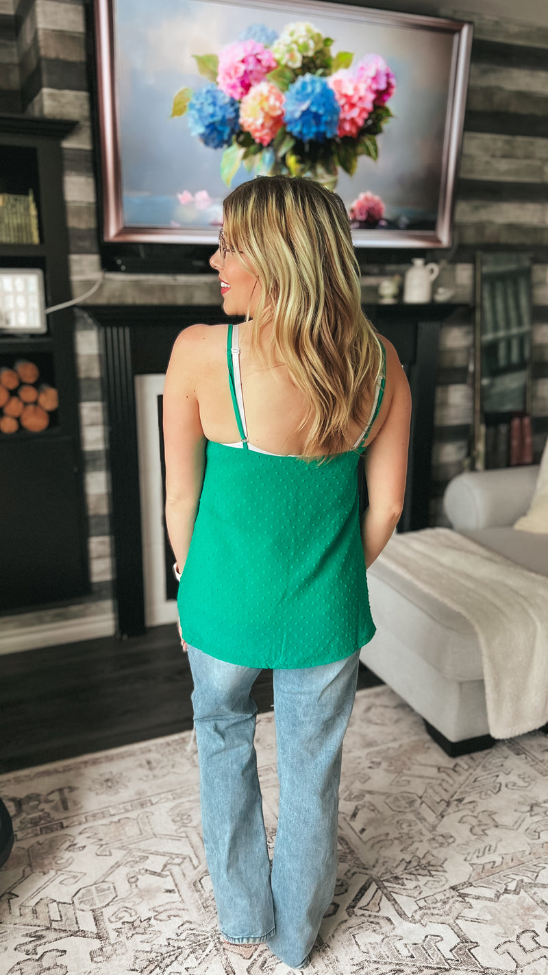 Eva Swiss Dot Tank Top: Green