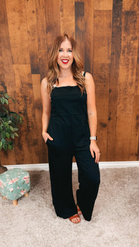 Rebecca Wide Leg Romper | Black