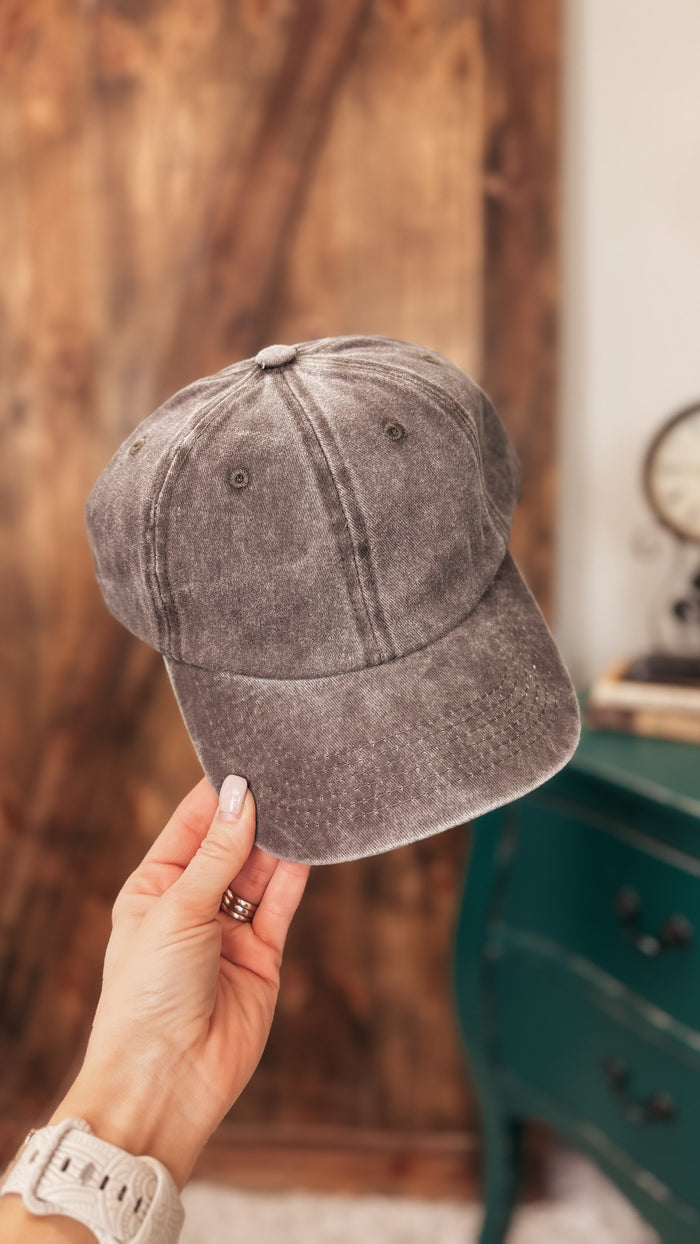 Jessie Faded Denim Baseball Hat: Brown