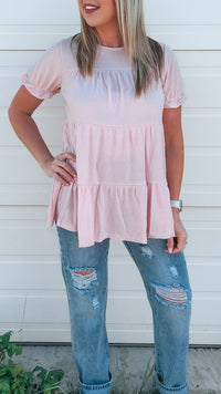 Dolly Babydoll Top: Pale Rose