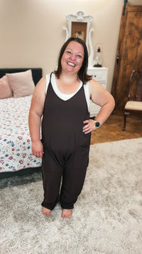 Jordyn Hotshot Romper: Brown