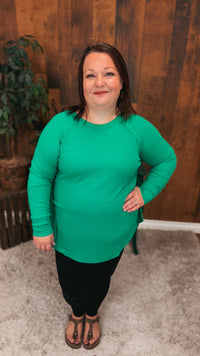 Leslie Waffle Long Sleeve | Kelly Green