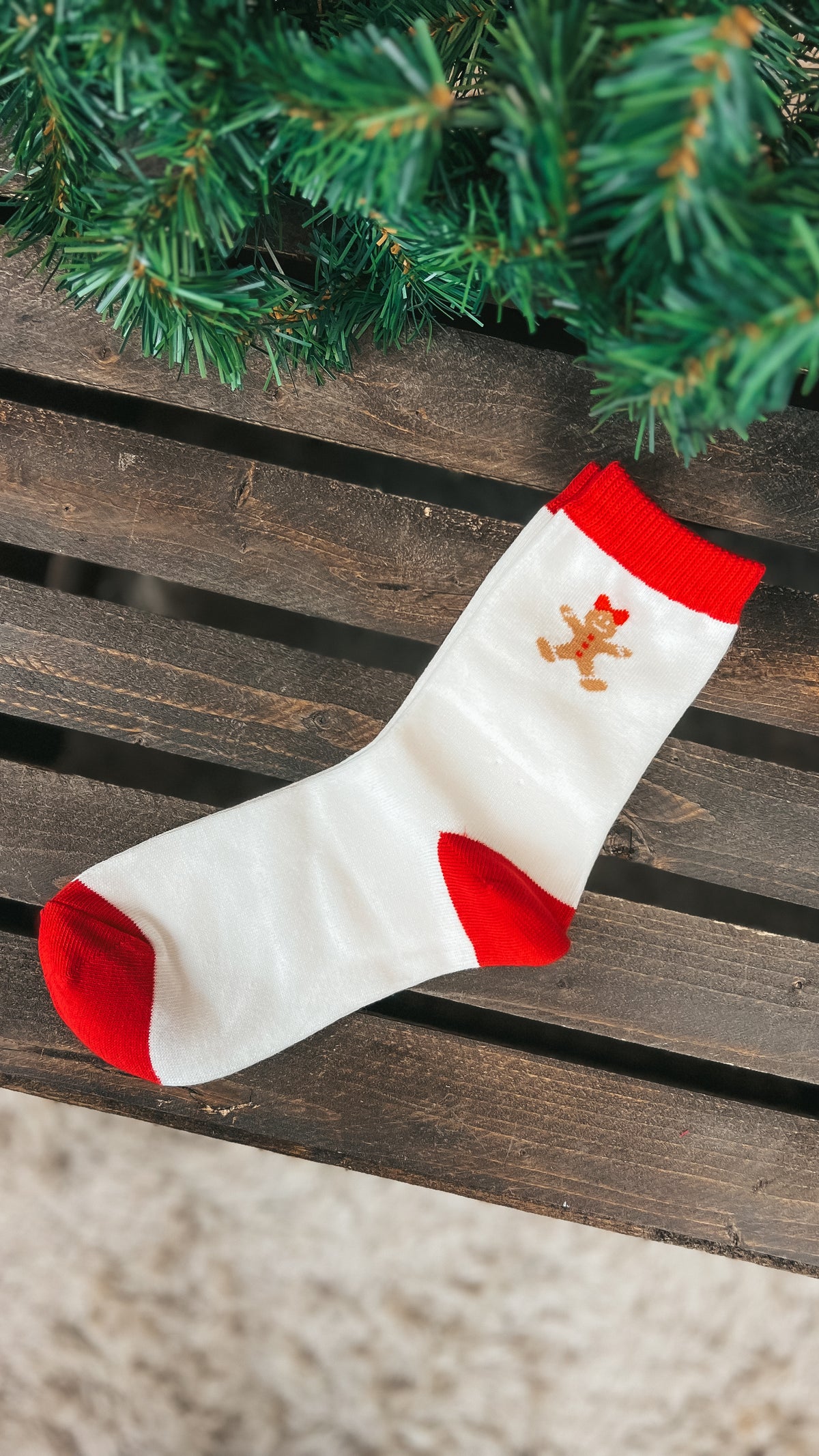 Gingerbread Ankle Socks: White *SALE*