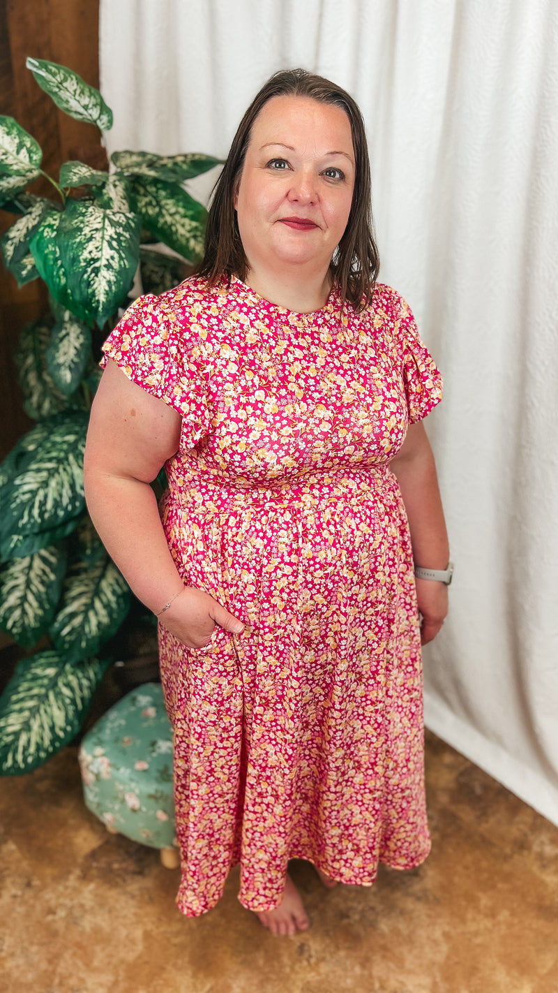 Victoria Floral Sundress: Fuchsia