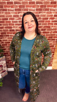Kendal Floral Duster Cardigan | Floral Olive