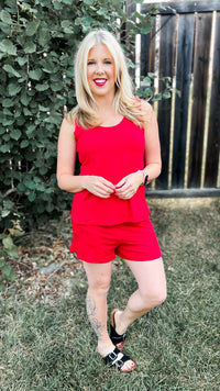 Payton Tank Top Short Set | Ruby