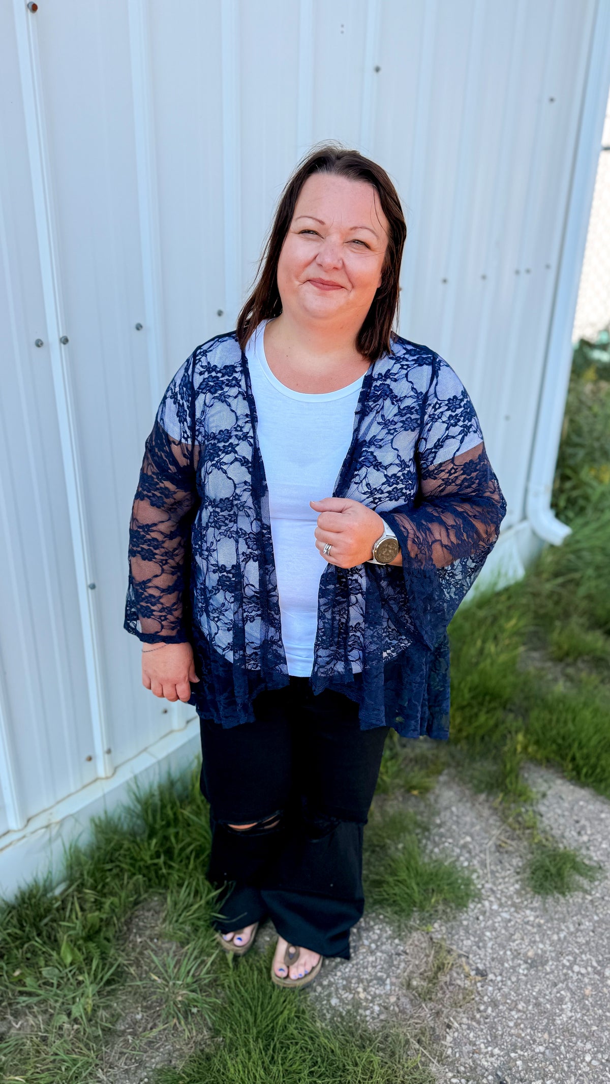 Rosemary Lace Cardigan | Navy