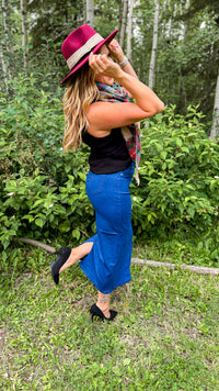 Emery Denim Maxi Skirt | Diamond Button
