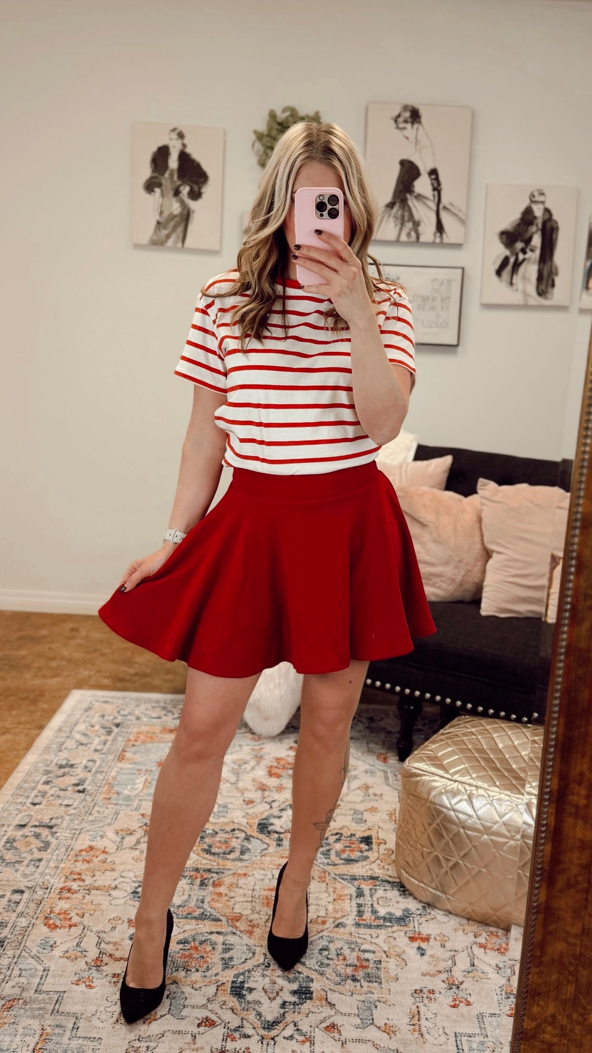 Brittany Striped Tee | Red & Ivory