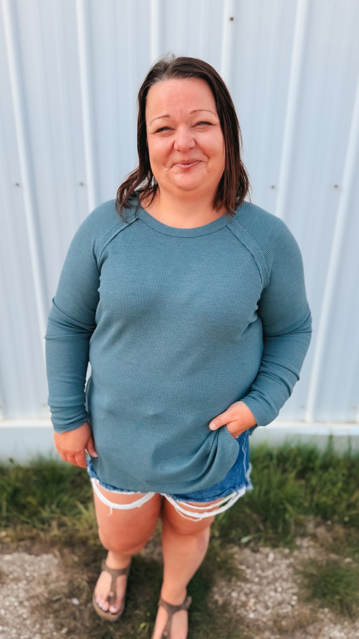 Leslie Waffle Long Sleeve | Ash Jade