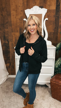 Layne Zip Hoodie: Black