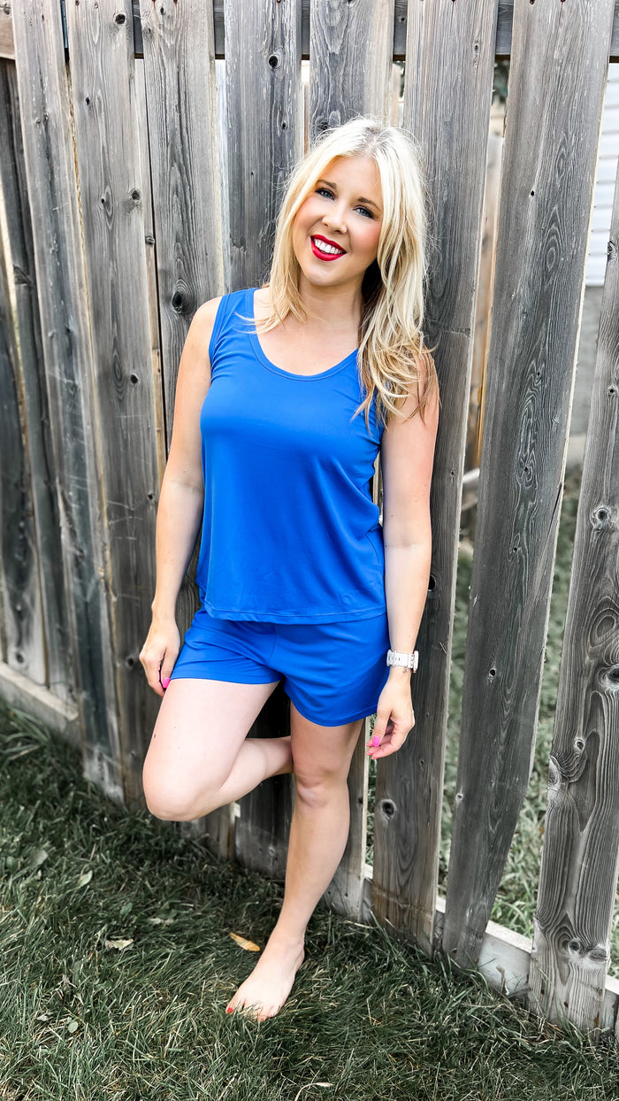 Payton Tank Top Short Set | Blue