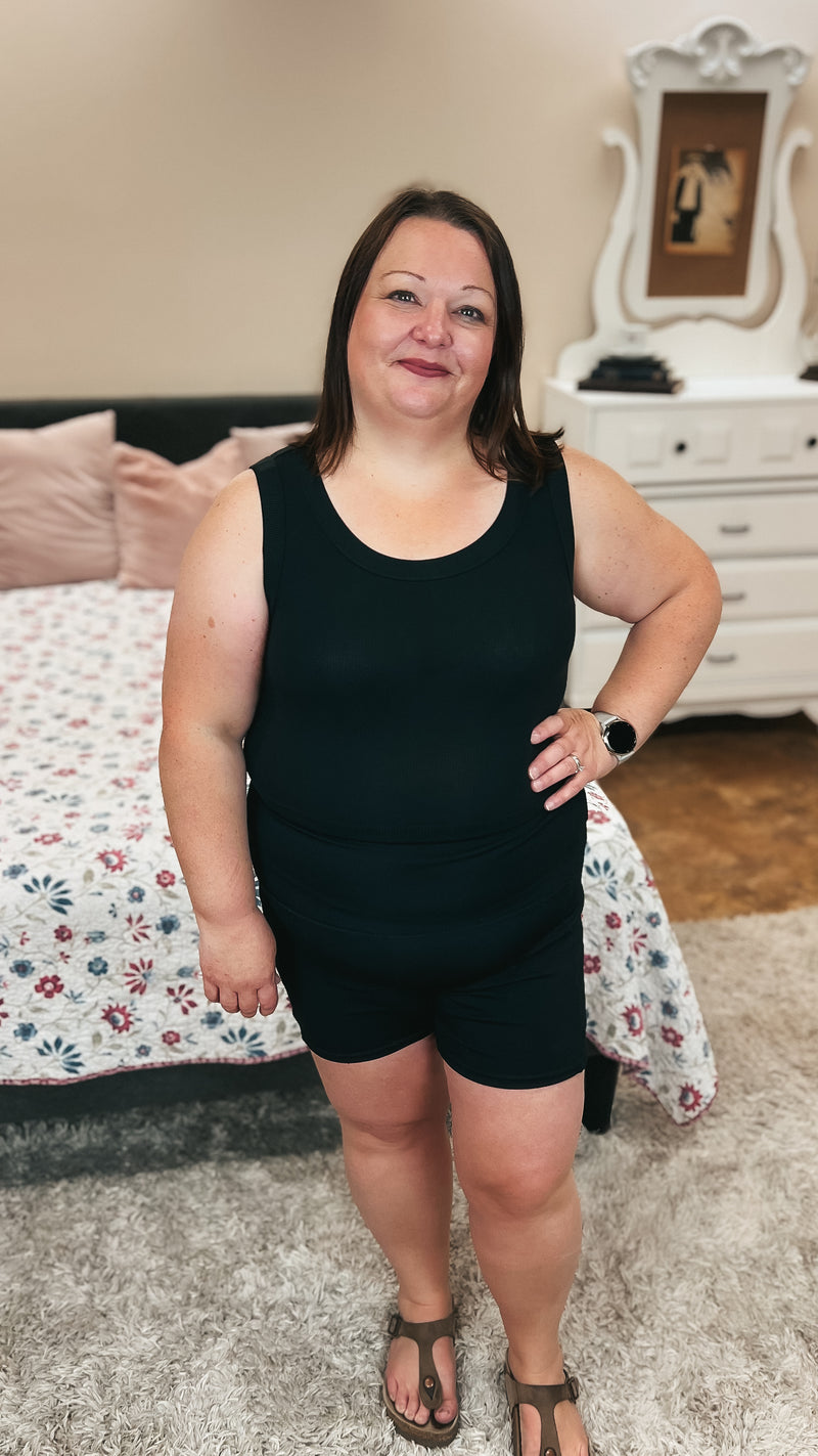 Tamara Ribbed Tank Top: Black