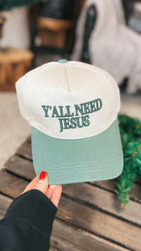 Ya'll Need Jesus Baseball Hat: Forest