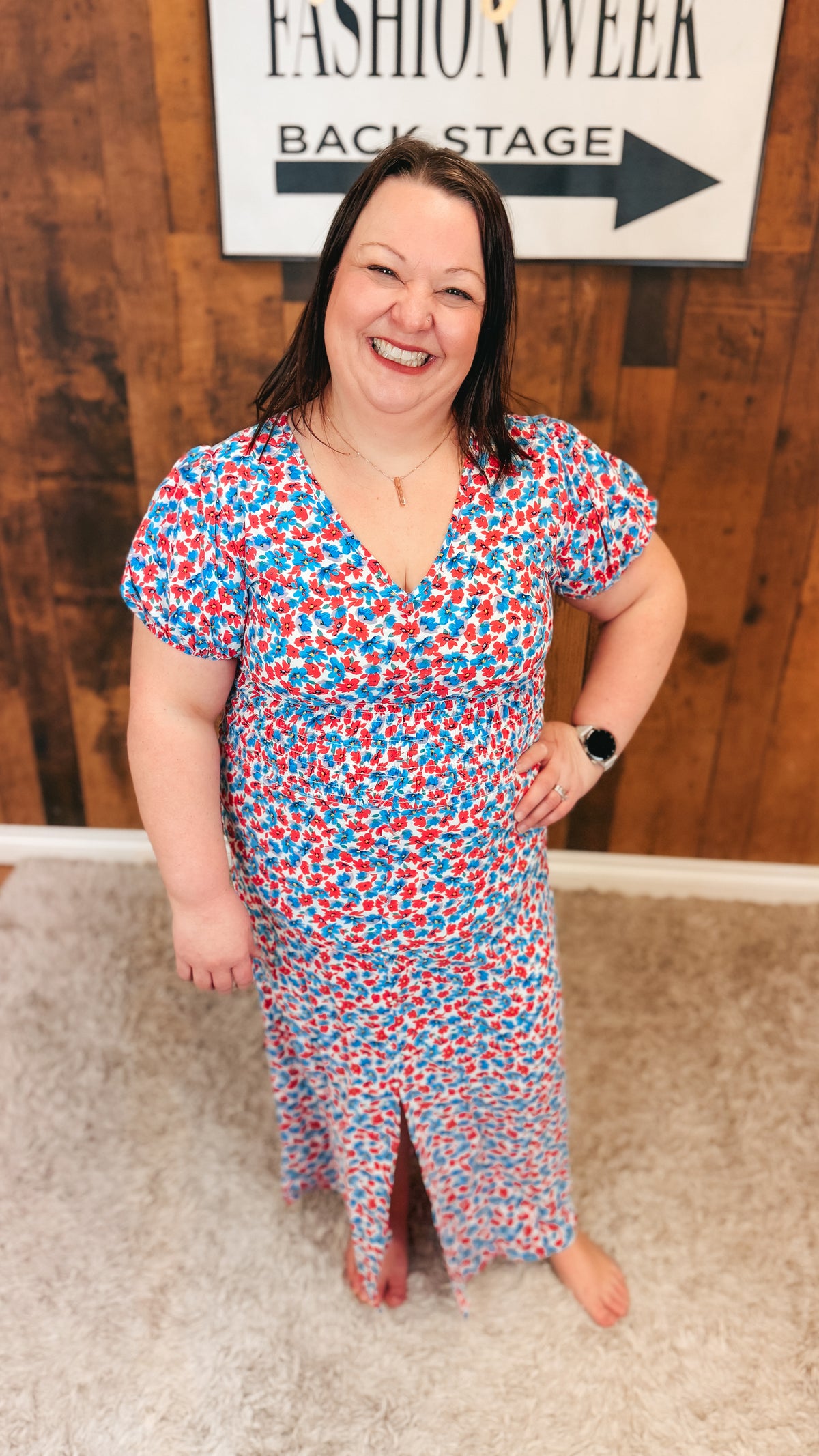 Victoria Floral Dress | Blue & Pink