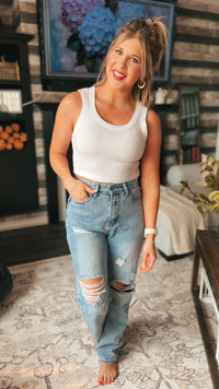 Tamara Ribbed Tank Top: White