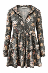 Paige Floral Zip Cardigan | Charcoal